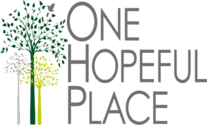 Three trees with text for One Hopeful Place logo